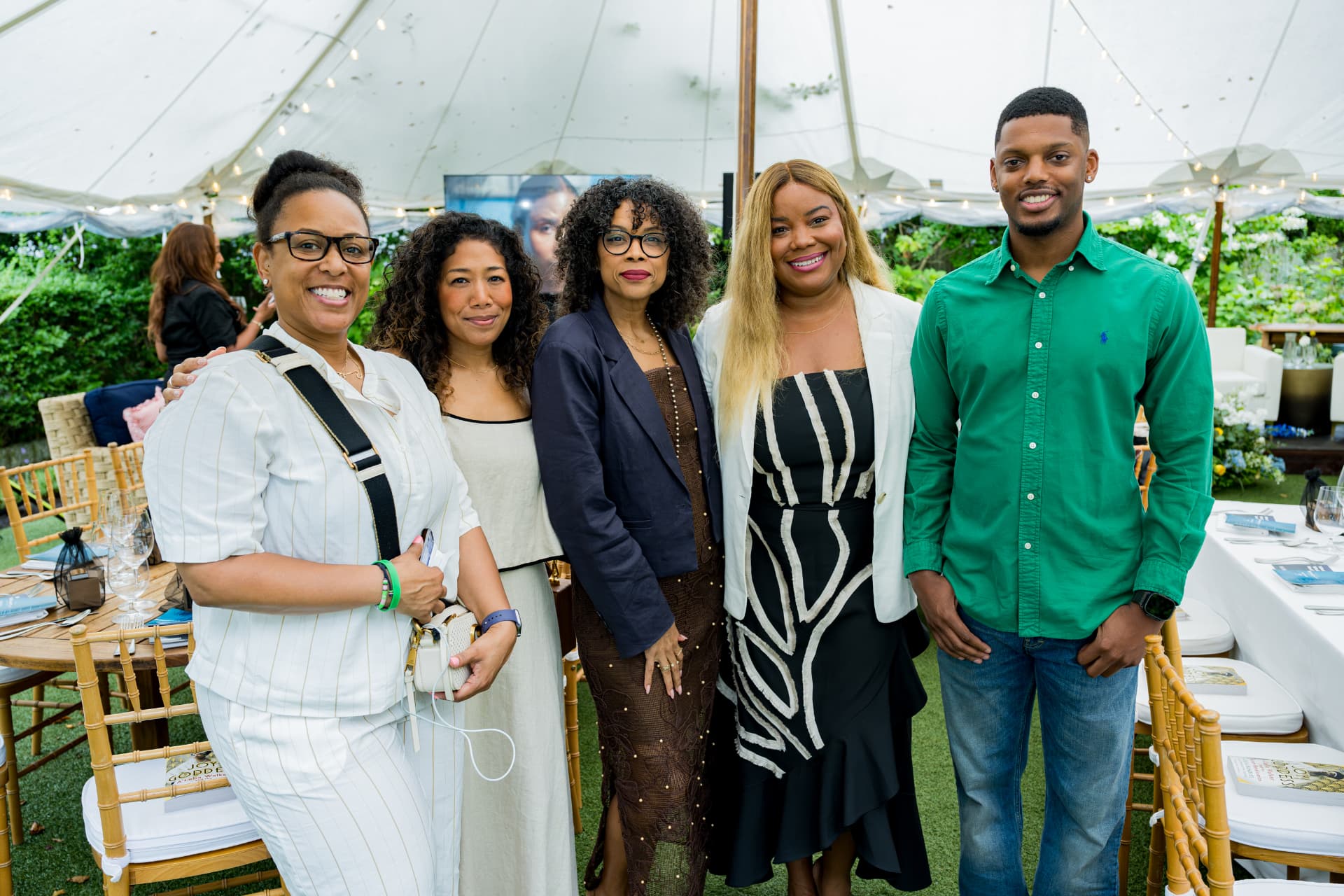 Group portrait under the tent at Afrotech HealthStack
